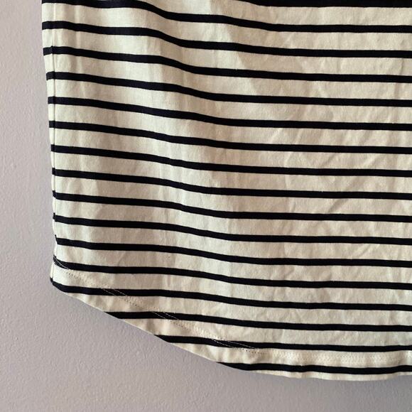 Boden Black White Stripe Boatneck Short Sleeve Shirt Cotton Blend Women's size 6 - Picture 5 of 9